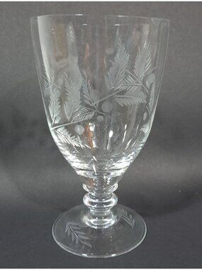 Electra Arcadia Iced Tea Footed Hand-Blown Etched Glass Goblet 12 Oz Vintage